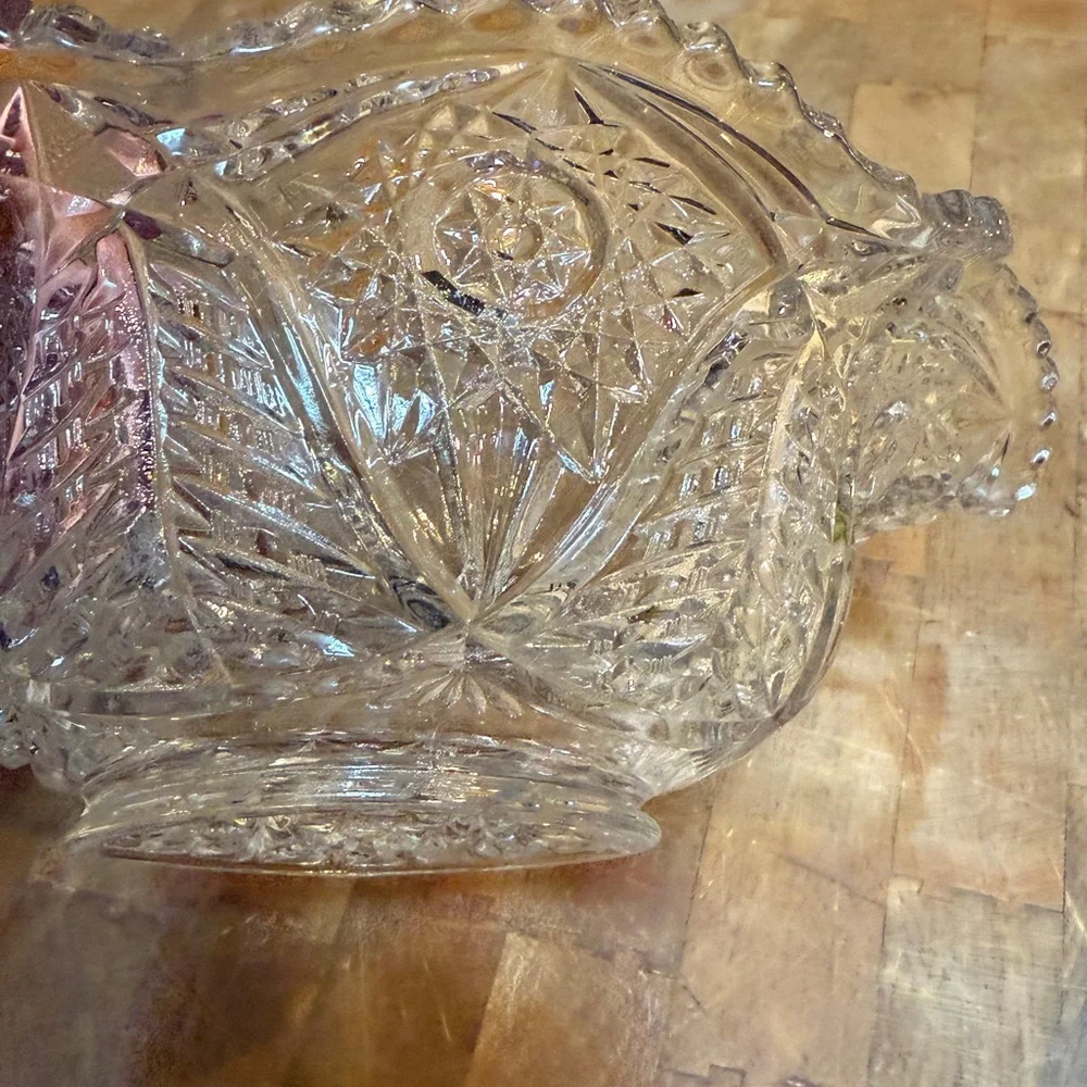 MCM Vintage Intricate Clear Glass Fruit Bowl Serving Dish